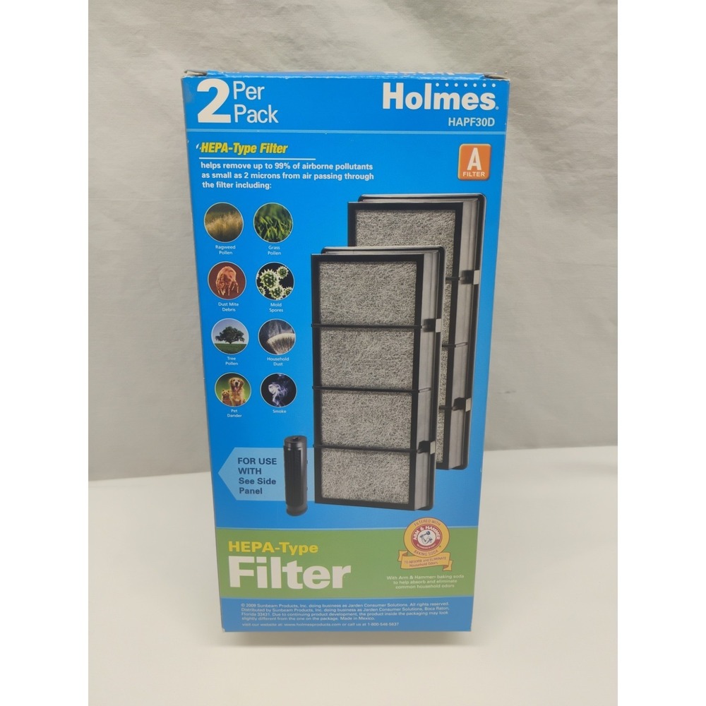2-Pack Holmes HEPA Filter for Air Purifiers w/Arm & Hammer Baking Soda HAPF30D - Picture 2 of 5